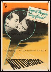 3k022 NOTORIOUS linen Swedish '47 Cary Grant & Ingrid Bergman, Alfred Hitchcock classic, Aberg art!