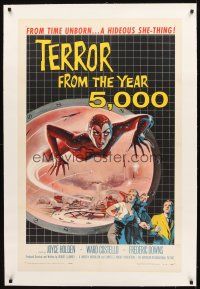 3k507 TERROR FROM THE YEAR 5,000 linen 1sh '58 wonderful art of the hideous she-thing