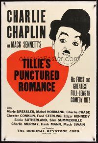 3k517 TILLIE'S PUNCTURED ROMANCE linen 1sh R40s Charlie Chaplin in his 1st full-length comedy hit!