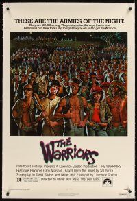 3k534 WARRIORS linen 1sh '79 Walter Hill, Jarvis artwork of the armies of the night!