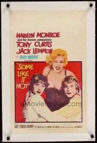 3k246 SOME LIKE IT HOT linen WC '59 sexy Marilyn Monroe with Tony Curtis & Jack Lemmon in drag!