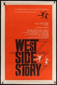 3k537 WEST SIDE STORY linen 1sh '61 rare 1961 pre-Awards one-sheet with classic art!