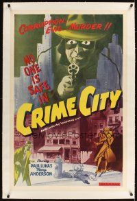 3k539 WHISPERING CITY linen 1sh R52 corruption, murder, no one is safe in Crime City, cool art!