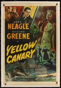 3k547 YELLOW CANARY linen 1sh '44 Anna Neagle is despised by women and scorned by men, cool art!