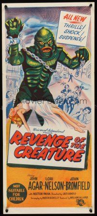 3m350 REVENGE OF THE CREATURE Aust daybill '55 stone litho of the monster in chains + sexy girl!