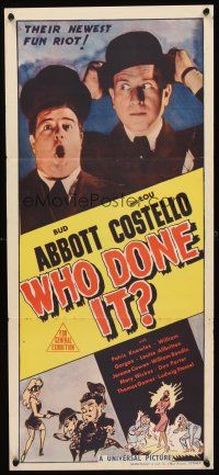 3m352 WHO DONE IT Aust daybill '42 great different image & art of wacky Bud Abbott & Lou Costello!
