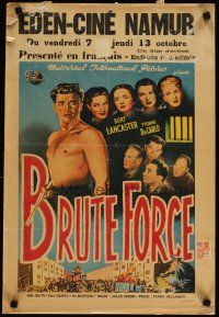 3m329 BRUTE FORCE Belgian '47 art of tough bare-chested Burt Lancaster & sexy Yvonne DeCarlo!
