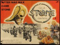 3m179 STONE British quad '81 cool skull artwork + lots of guys on motorcycles, take the trip!