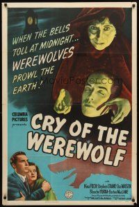 3m072 CRY OF THE WEREWOLF 1sh '44 gypsy Nina Foch as the monster of New Orleans!