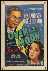 3m168 OVER THE MOON English 1sh '39 stone litho of Rex Harrison & Merle Oberon, country of origin!