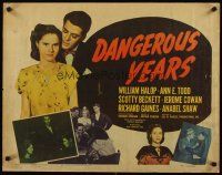 3m027 DANGEROUS YEARS 1/2sh '48 Todd & Billy Halop, unbilled Marilyn Monroe pictured in her first!