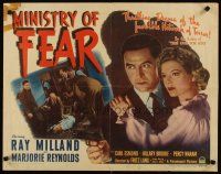3m032 MINISTRY OF FEAR 1/2sh '44 Fritz Lang, Ray Milland w/gun & sexy Marjorie Reynolds!
