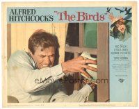 3m444 BIRDS LC #6 '63 Hitchcock, close up of Rod Taylor trying to keep them from coming in window!