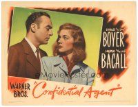 3m462 CONFIDENTIAL AGENT LC '45 best close up of Charles Boyer staring at sexy Lauren Bacall!