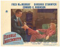 3m473 DOUBLE INDEMNITY LC #6 '44 best image of smoking Barbara Stanwyck smiling at Fred MacMurray!