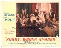 3m578 SORRY WRONG NUMBER LC #8 '48 Burt Lancaster & Barbara Stanwyck cut the cake at the wedding!