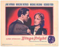 3m581 STAGE FRIGHT LC #5 '50 great close up of Marlene Dietrich & Richard Todd, Alfred Hitchcock