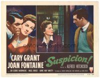 3m587 SUSPICION LC #7 R53 Alfred Hitchcock, c/u of Joan Fontaine staring at Cary Grant!