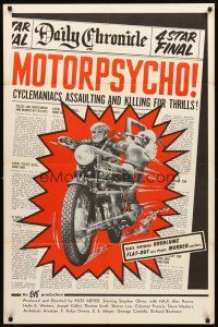 3m137 MOTORPSYCHO 1sh '65 Russ Meyer motorcycle classic, assaulting & killing for thrills!