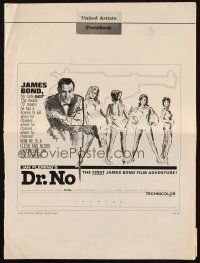 3m011 DR. NO pressbook '62 Sean Connery as 1st James Bond, great Al Hirschfeld newspaper ad!