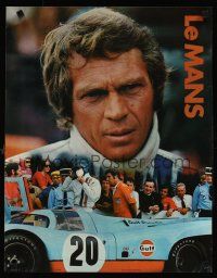 3m019 LE MANS Gulf Oil special 17x22 '71 great close up image of race car driver Steve McQueen!