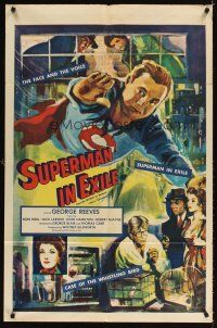 3m103 SUPERMAN IN EXILE 1sh '54 classic superhero, cool art of George Reeves in the title role!