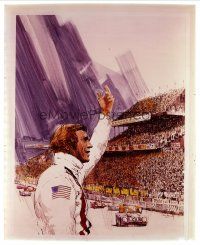 3m013 LE MANS 8x10 transparency '71 Tom Jung art of race car driver Steve McQueen waving at fans!