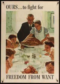 3m001 FREEDOM FROM WANT 28x40 Four Freedoms poster '43 classic Norman Rockwell patriotic art!