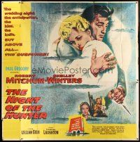 3p141 NIGHT OF THE HUNTER 6sh '55 Robert Mitchum, Shelley Winters, Charles Laughton classic noir!