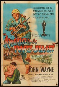 3p198 SANDS OF IWO JIMA Argentinean '50 great artwork of World War II Marine John Wayne!