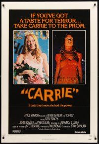 3p004 CARRIE 1sh '76 Stephen King, Sissy Spacek before and after her bloodbath at the prom!