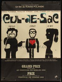 3p061 CUL-DE-SAC style B French 1p '66 Roman Polanski, wonderful different art by Jan Lenica!