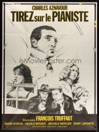 3p071 SHOOT THE PIANO PLAYER French 1p R70s Francois Truffaut, cool art by Catherine Feuillie!
