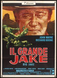 3p171 BIG JAKE Italian 1p '71 cool different close up art of John Wayne by Averardo Ciriello!