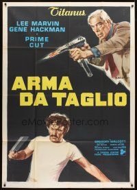 3p181 PRIME CUT Italian 1p '72 Lee Marvin w/machine gun, Gene Hackman w/cleaver, Ciriello art!