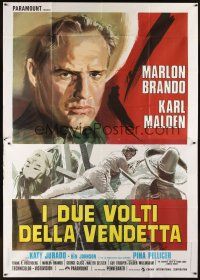 3p164 ONE EYED JACKS Italian 2p R70s great  artwork of Marlon Brando by Angelo Cesselon!