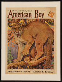 3p093 AMERICAN BOY paperbacked magazine cover September 1935 Paul Bransom mountain lion art!
