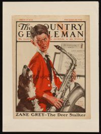 3p101 COUNTRY GENTLEMAN paperbacked magazine cover March 28, 1925 Prince art of dog by boy w/ sax!