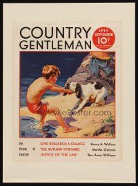 3p102 COUNTRY GENTLEMAN paperbacked magazine cover September 1934 cute Hintermeister boy & dog art!