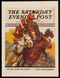 3p085 SATURDAY EVENING POST paperbacked magazine cover February 6, 1937 Bower western art!