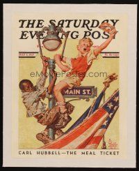 3p089 SATURDAY EVENING POST linen magazine cover July 3, 1937 patriotic Leyendecker art!