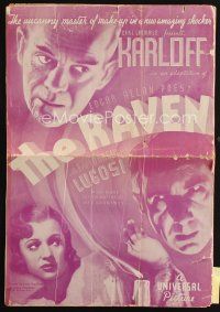 3p079 RAVEN pressbook '35 Boris Karloff & Bela Lugosi meet Edgar Allan Poe in this horror classic!