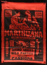 3p076 MARIHUANA 45x62 silk banner '35 Dwain Esper daring drug expose, The Weed with Roots in Hell!
