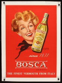 3p021 BOSCA Italian 20x28 advertising poster '50s The Finest Vermouth from Italy, P. Torino art!