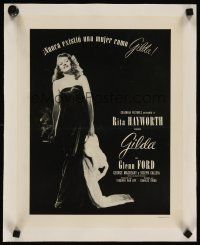 3p125 GILDA linen special 13x16 '46 classic image of sexy smoking Rita Hayworth in sheath dress!