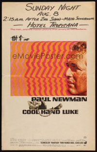 3p036 COOL HAND LUKE WC '67 Paul Newman prison escape classic, cool art by James Bama!