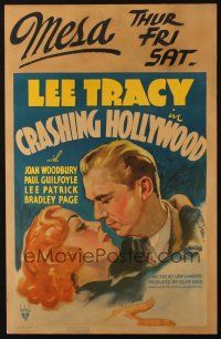 3p037 CRASHING HOLLYWOOD WC '38 art of con man Lee Tracy & pretty movie author Joan Woodbury!