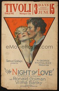 3p044 NIGHT OF LOVE WC '27 stone litho of gypsy Ronald Colman & pretty Duchess Vilma Banky!
