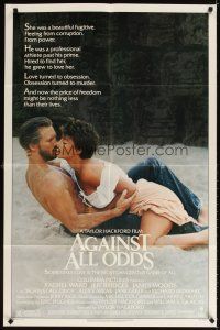 3t050 AGAINST ALL ODDS 1sh '84 Jeff Bridges makes out with Rachel Ward on the beach!
