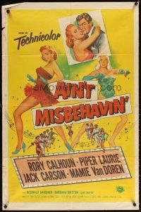 3t051 AIN'T MISBEHAVIN' 1sh '55 sexy artwork of Piper Laurie & Mamie Van Doren!